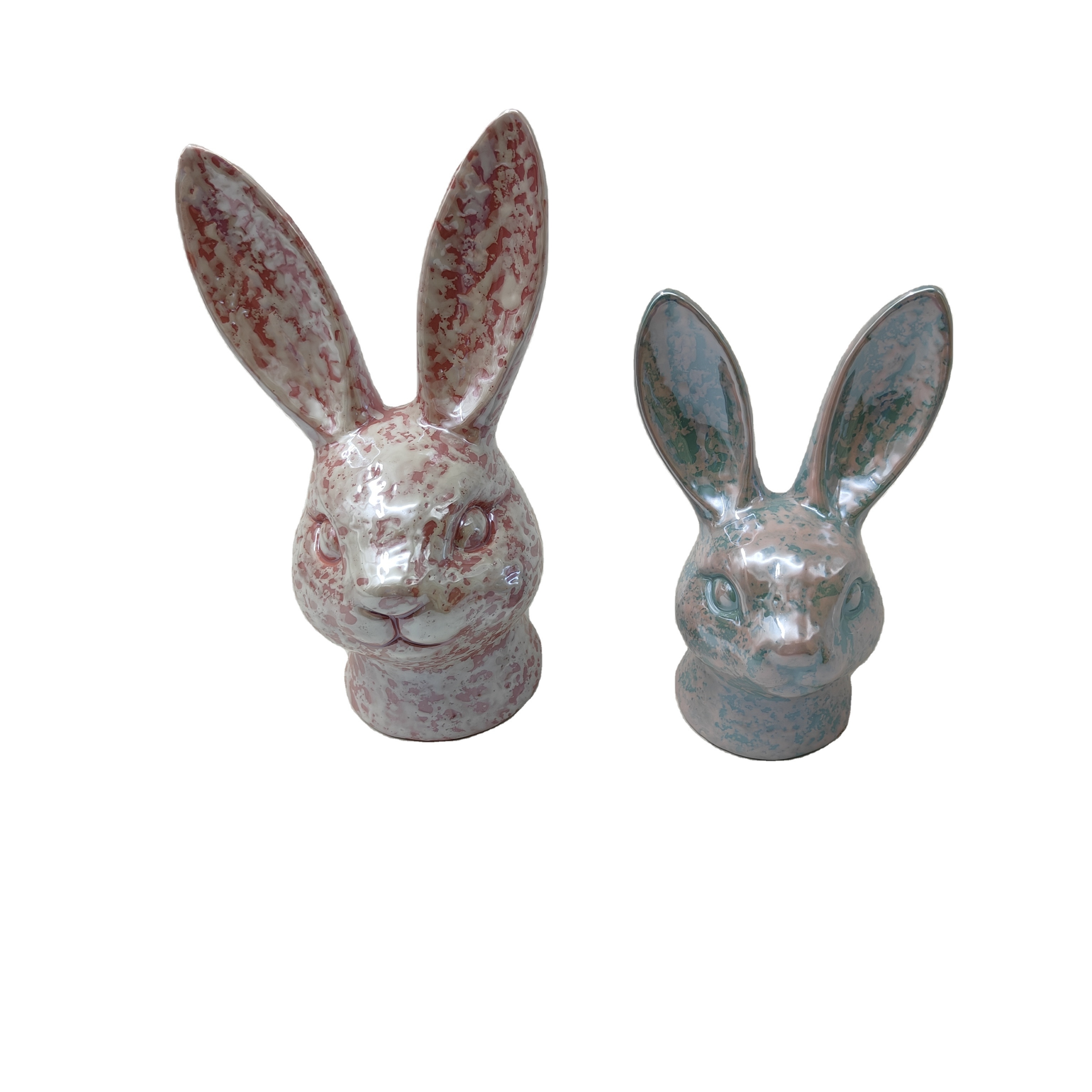 2024Hot Selling  Easter Ceramic Rabbit head Ornaments Desktop Decor Crafts Wholesale price supplier