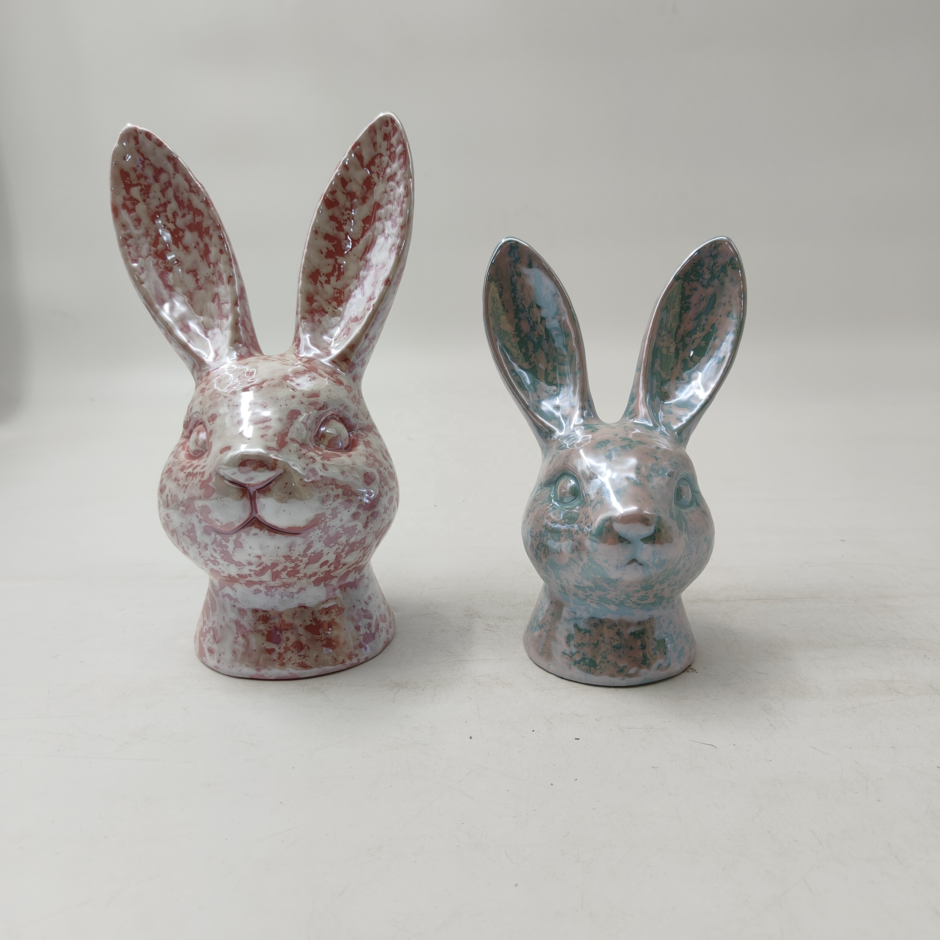 2024Hot Selling  Easter Ceramic Rabbit head Ornaments Desktop Decor Crafts Wholesale price supplier