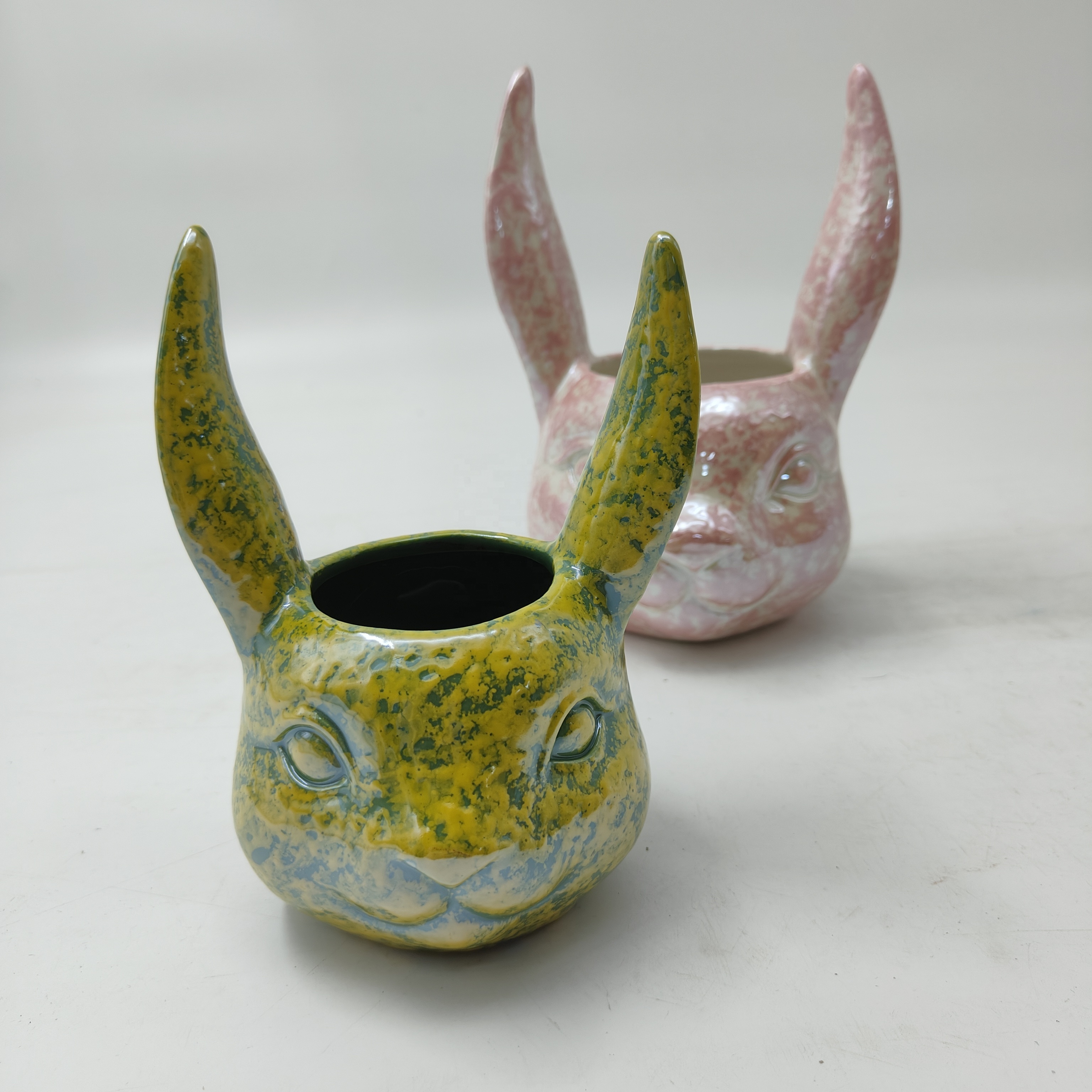 Hot Selling popular Easter Ceramic Rabbit head Vase  Home Living Room Decoration Flower Arrangement Dried Flowers