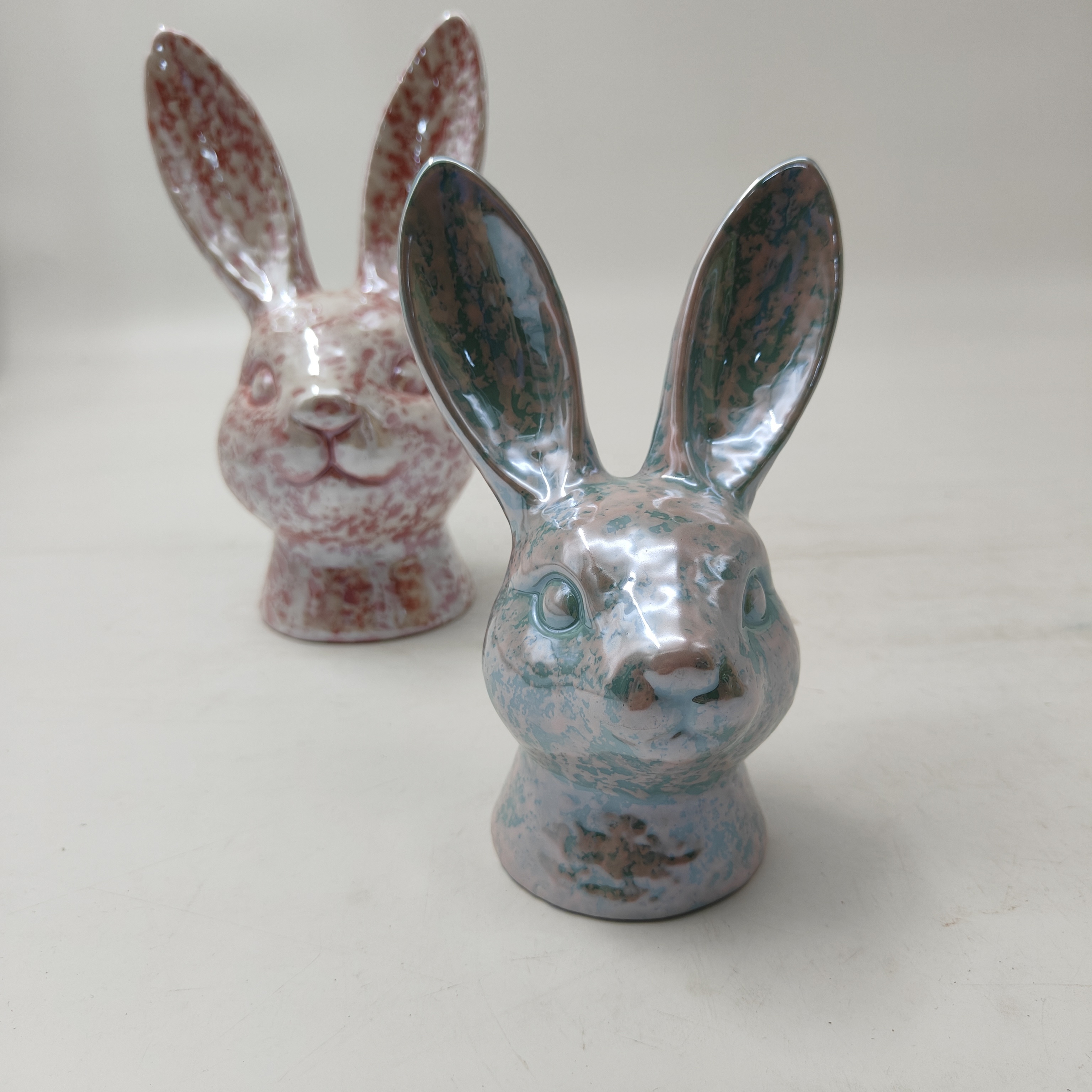 2024Hot Selling  Easter Ceramic Rabbit head Ornaments Desktop Decor Crafts Wholesale price supplier