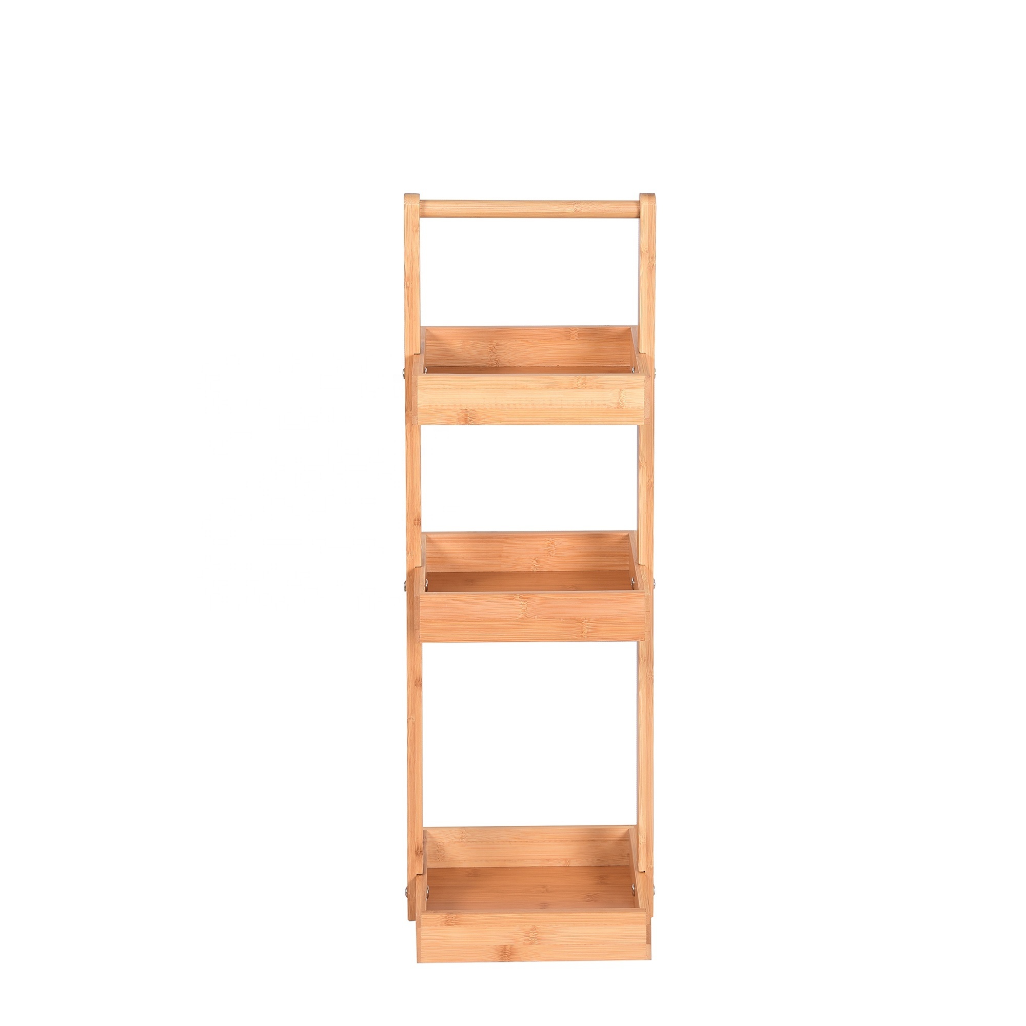 Eco Friendly Bamboo Three Tier Multipurpose Shelf Spacious and Stylish for Home Office and Kitchen Storage Solution