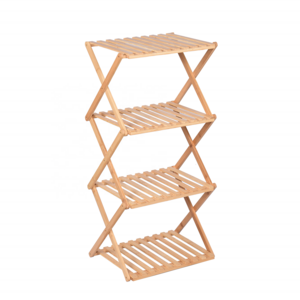 4 Tier Multifunctional Folding Bamboo Shoe Rack  Free Standing Shoe Shelf Storage Organizer