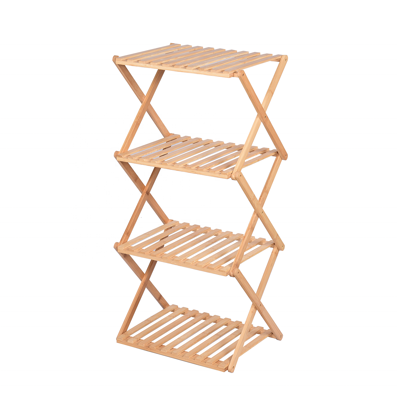 4 Tier Multifunctional Folding Bamboo Shoe Rack  Free Standing Shoe Shelf Storage Organizer