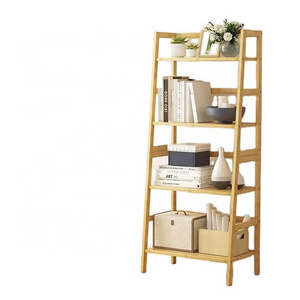 4-Tier Bamboo Bookshelf Ladder Shelf Book Shelf Bookcase Freestanding Storage Rack Plant Stand for  Living Room