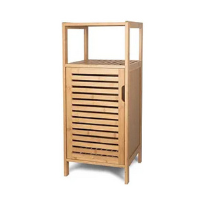 Bathroom Bamboo Storage Cabinet with Door and Shelf Standing Type for Bathroom Living Room Bedroom Hallway or Kitchen