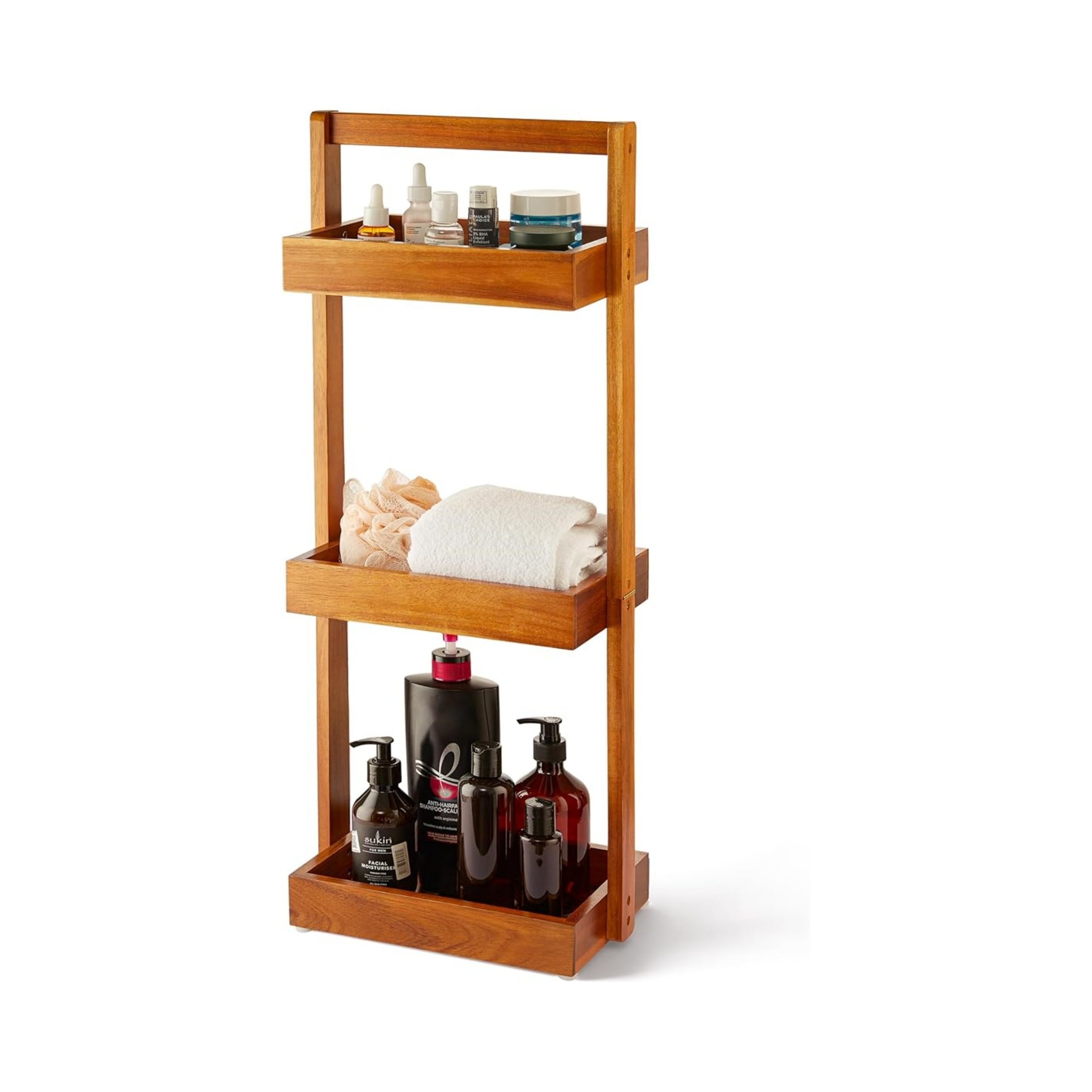 3 Tier Bathroom Organizer Countertop, Bamboo Bathroom Counter Shelf, Bathroom Counter Storage Organizer