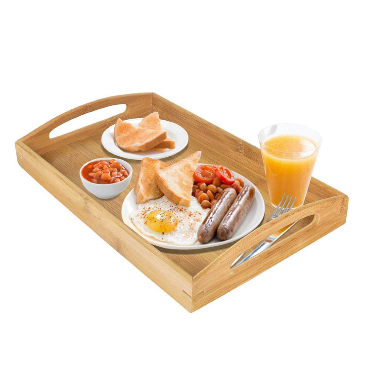 Handicrafts cheap carved blank distressed wood storage tray Wholesale Acacia solid wooden cake Tray