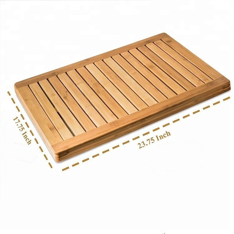 Bamboo Bath Mat Shower Floor Mat for Water Evaporation and Non Slip Rubber Feet for Indoor Outdoor Use