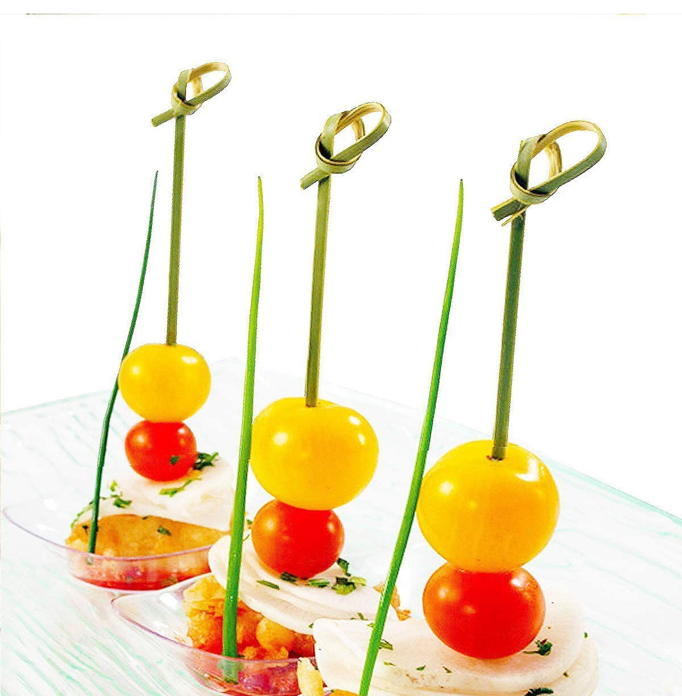 Bamboo Knot Cocktail Skewers Picks 5 Inches Food Stick Skewer Fruit Picking Stick Great For Party  BBQ Snacks Sandwiches