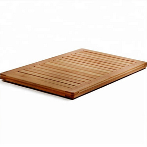 Bamboo Bath Mat Shower Floor Mat for Water Evaporation and Non Slip Rubber Feet for Indoor Outdoor Use