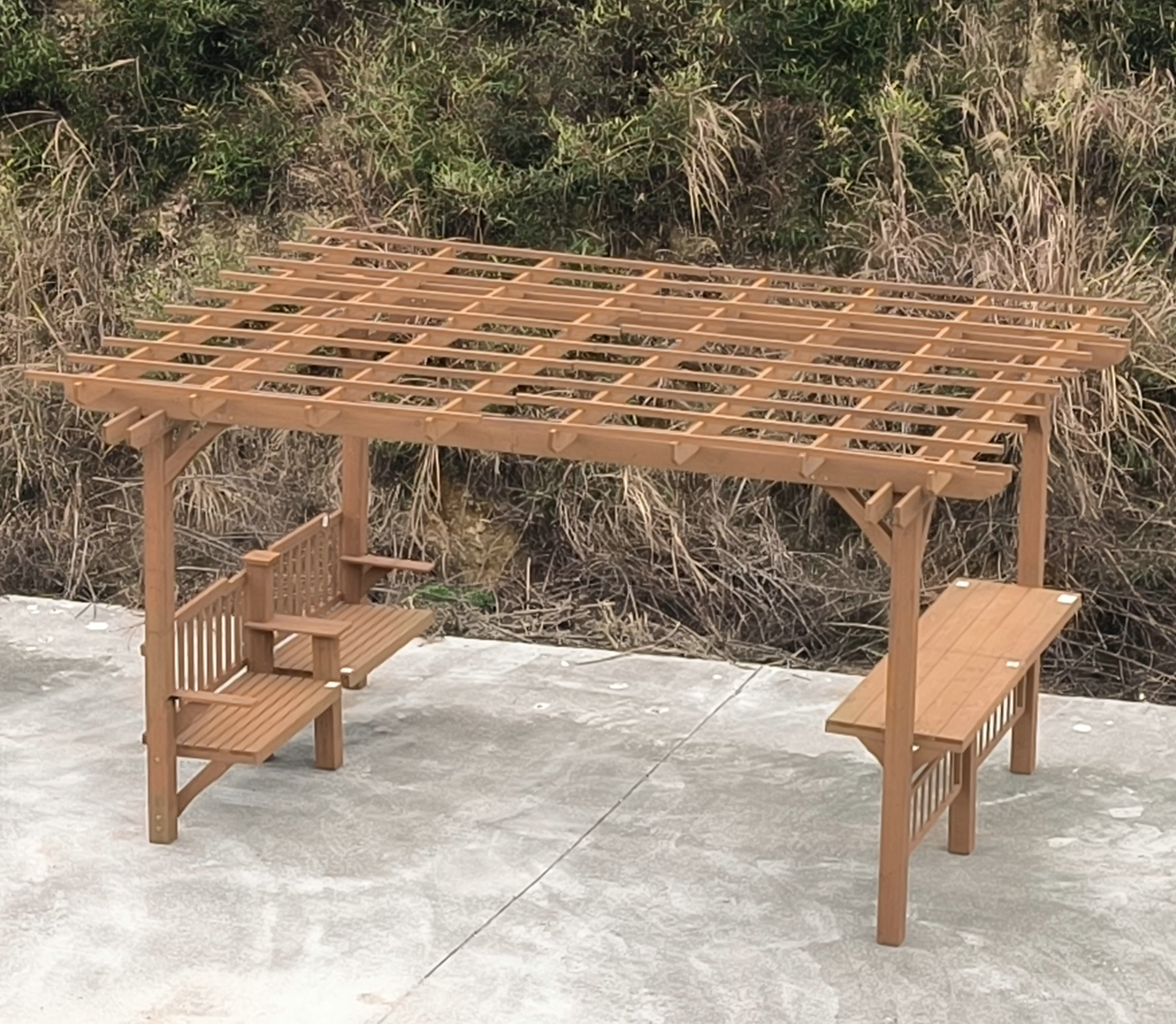 Outdoor gazebo pergola garden with bar and bench