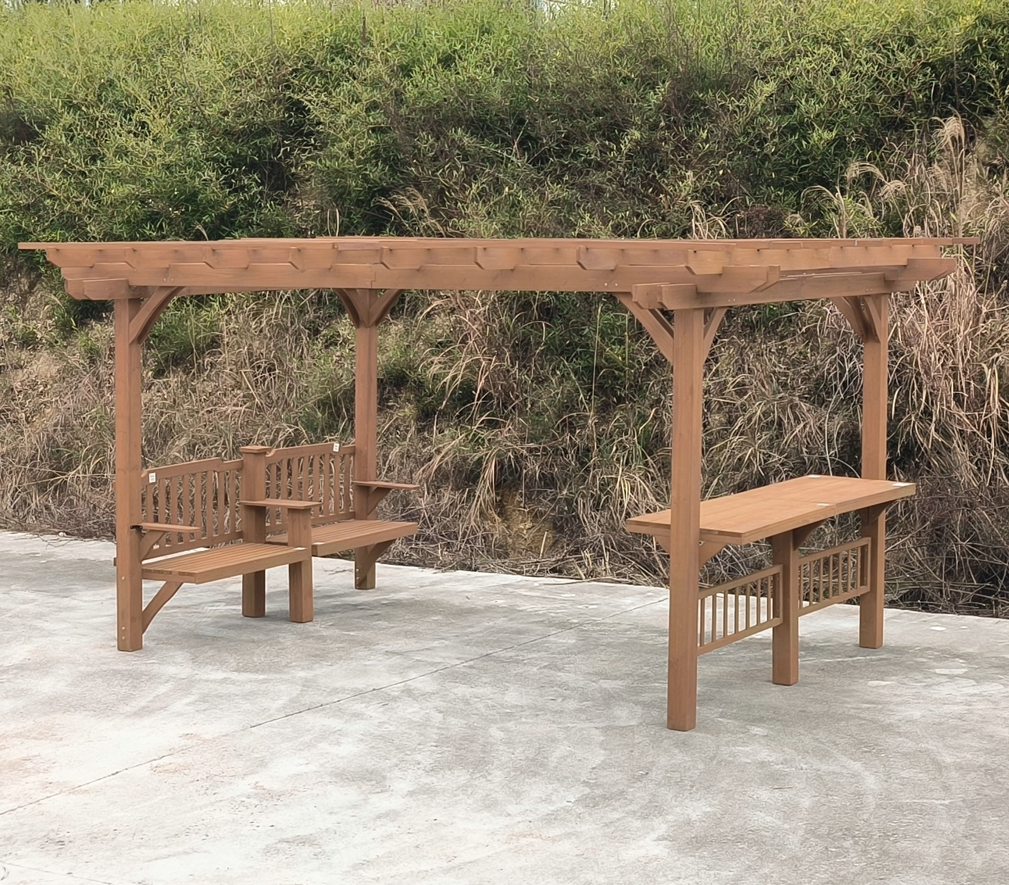 Outdoor gazebo pergola garden with bar and bench