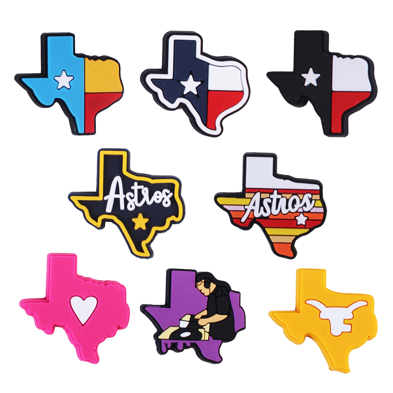 2023 New pattern Wholesale Cartoon TEXAS Shoe Charms Custom design pvc Shoe Bracelet Decoration shoe accessories