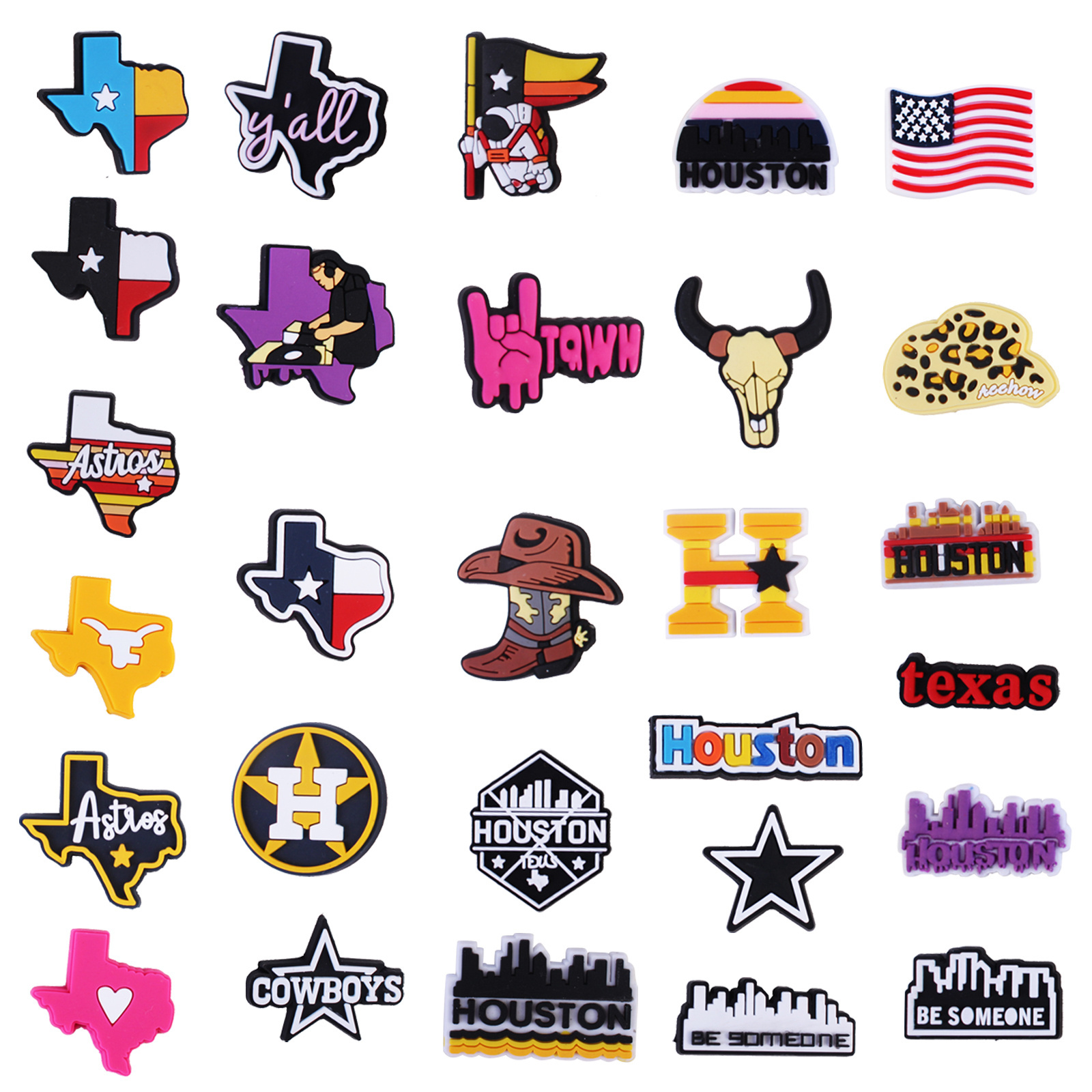 2023 New pattern Wholesale Cartoon TEXAS Shoe Charms Custom design pvc Shoe Bracelet Decoration shoe accessories