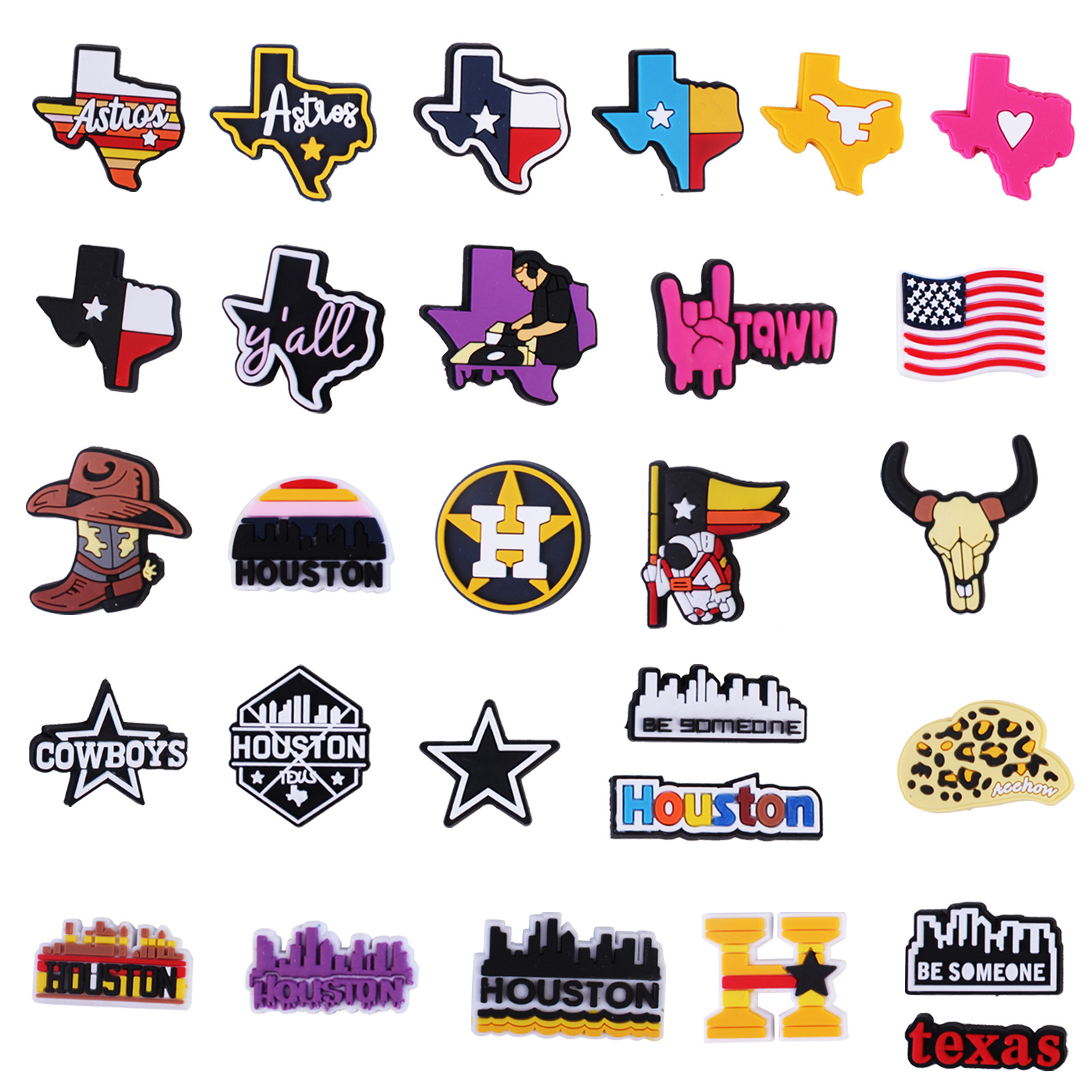 2023 New pattern Wholesale Cartoon TEXAS Shoe Charms Custom design pvc Shoe Bracelet Decoration shoe accessories