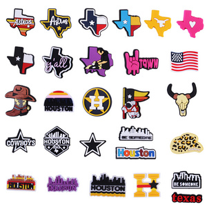 2023 New pattern Wholesale Cartoon TEXAS Shoe Charms Custom design pvc Shoe Bracelet Decoration shoe accessories