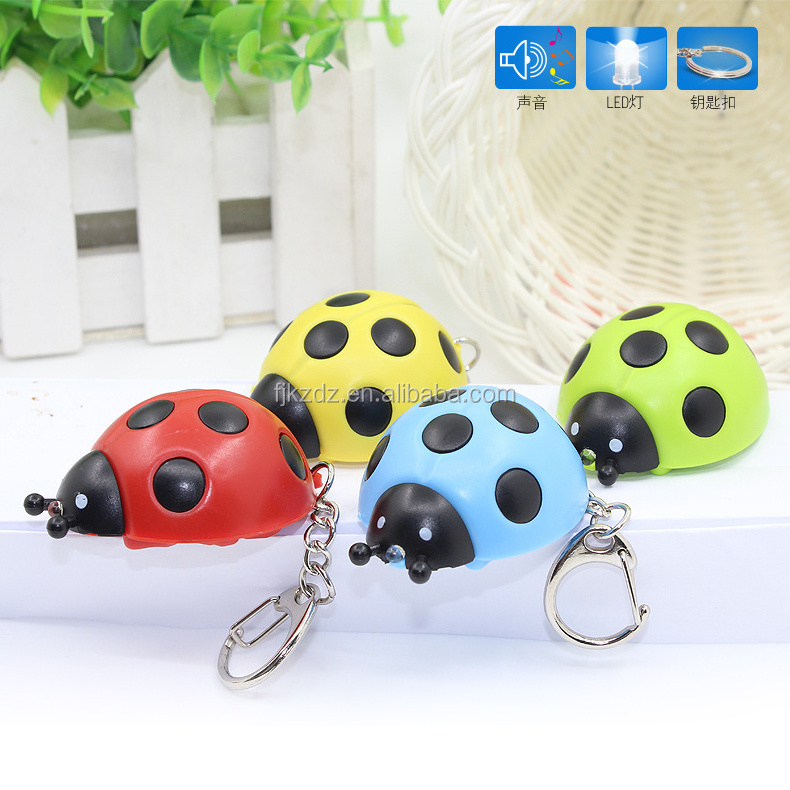 Promotional Nice Seven-spotted Ladybug Shape Lighting keychain with Sound keychain Led Light