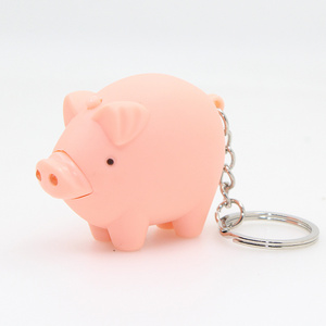 Mini led voice keyring ,cute pig flashlight keychain with ohink sound