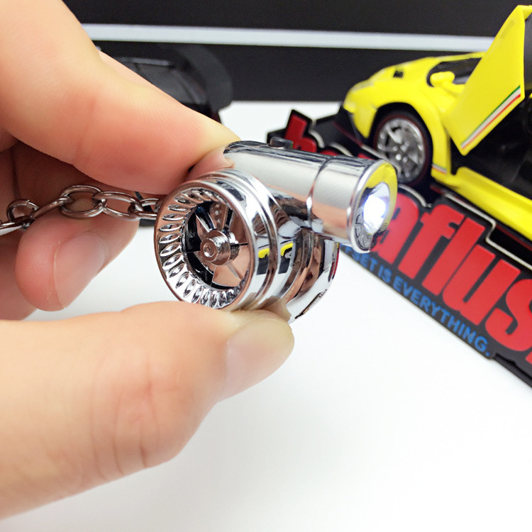 hot sale mini light car parts keychain usb rechargeable turbo keychain led keychain with a electronic turbine