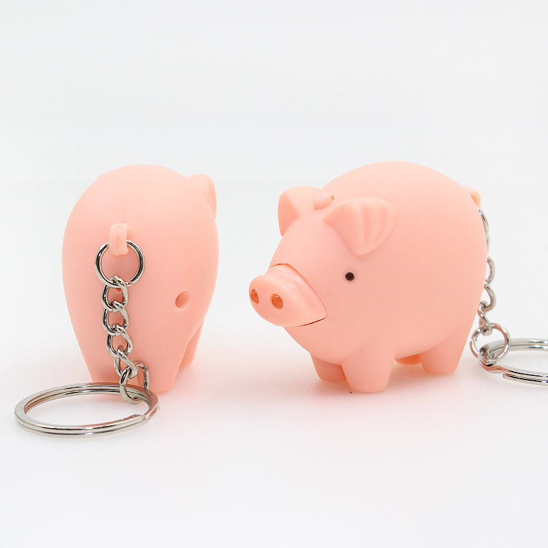 Mini led voice keyring ,cute pig flashlight keychain with ohink sound