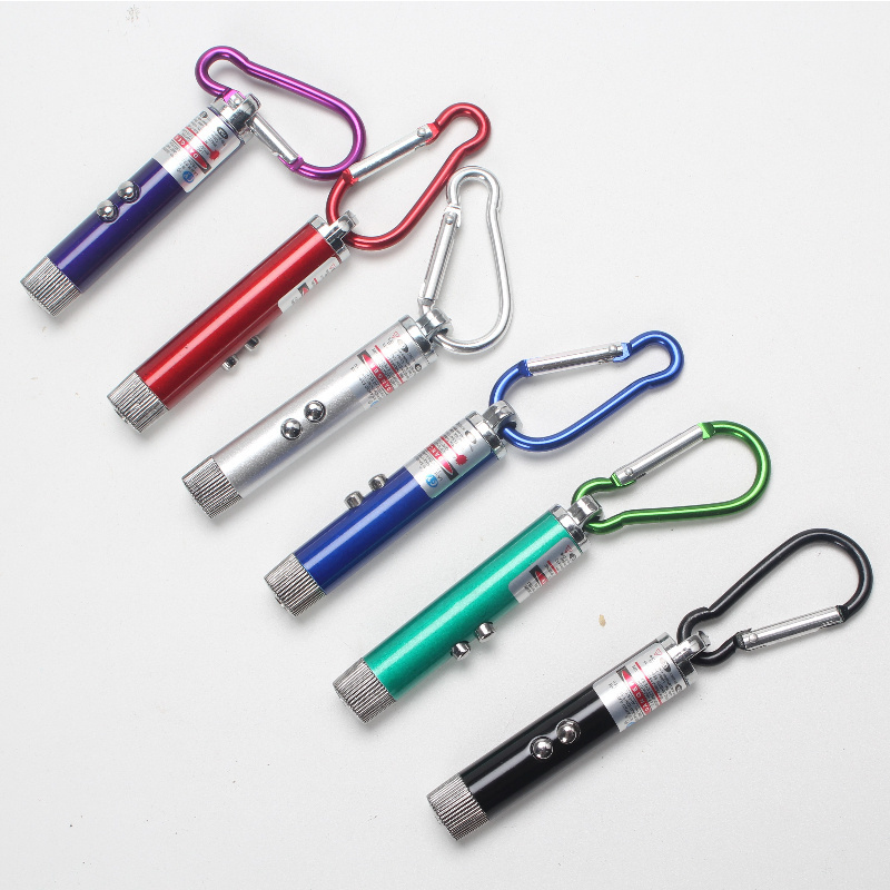 Red laser pointer mini led flashlight UV light multifunction  metal led light keychain