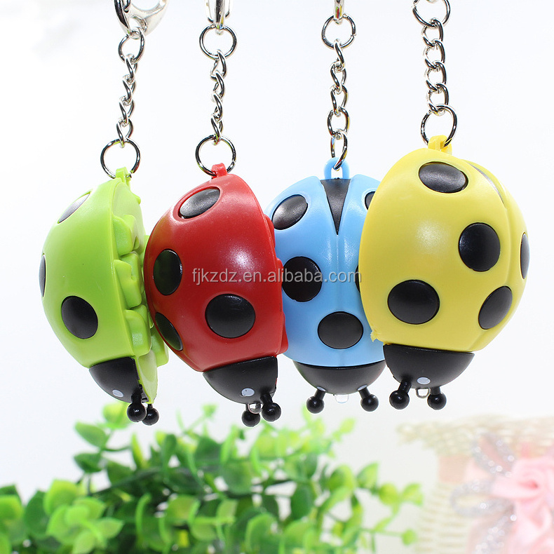 Promotional Nice Seven-spotted Ladybug Shape Lighting keychain with Sound keychain Led Light