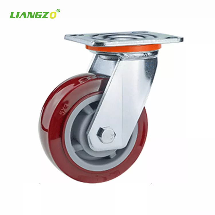 industrial casters polyurethane pu 4 5 6 8 inch castors wheel Rotating Pp Kingpinless heavy duty caster wheel with brake