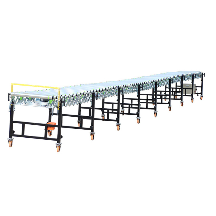 LIANGZO electric power retractable flexible expandable roller conveyor for sale