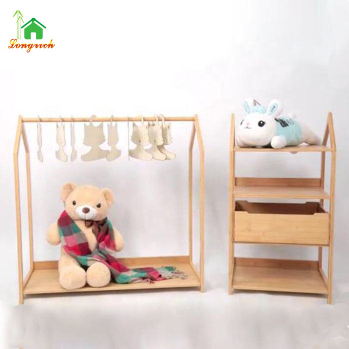 Wooden Kid Clothes Racks Durable Hangers and Display Shelves for Families with children