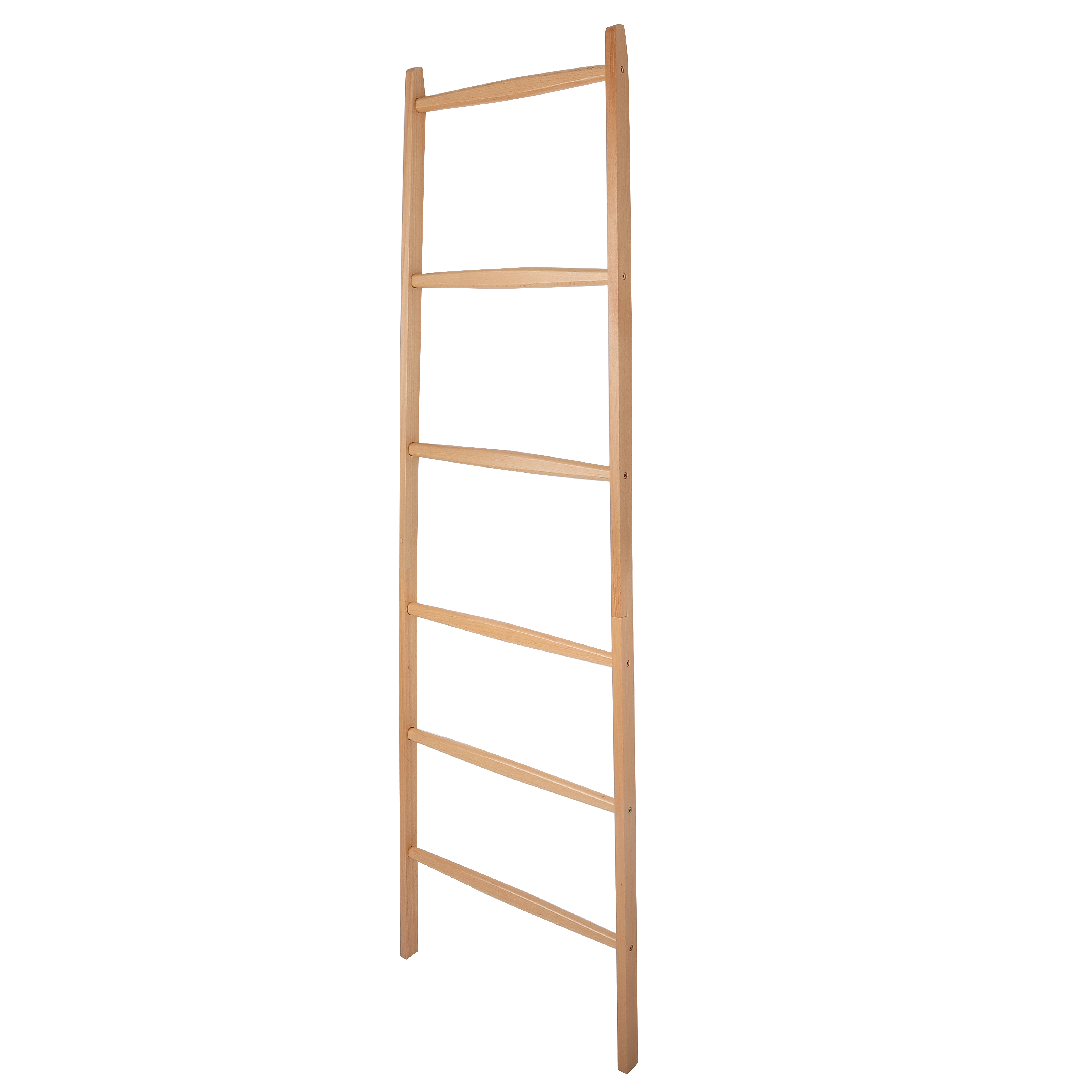 Bamboo Towel Rail Ladder Wood Clothes Storage Rack with 6 Bars