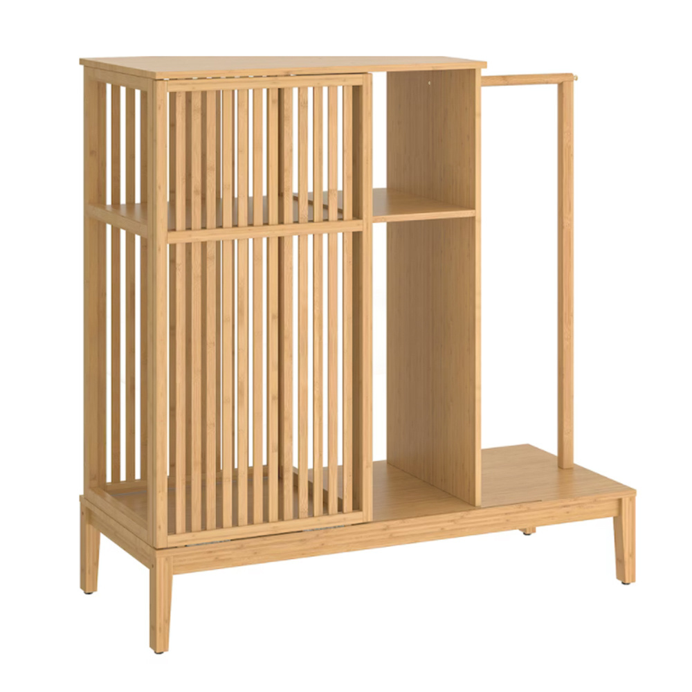 bedroom bamboo wooden garment racks coat clothing 2 tier clothes hanger bathroom bamboo towel rack