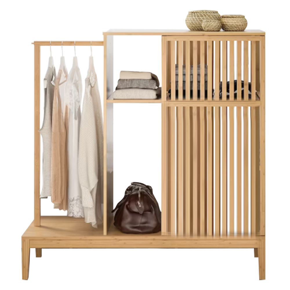 bedroom bamboo wooden garment racks coat clothing 2 tier clothes hanger bathroom bamboo towel rack