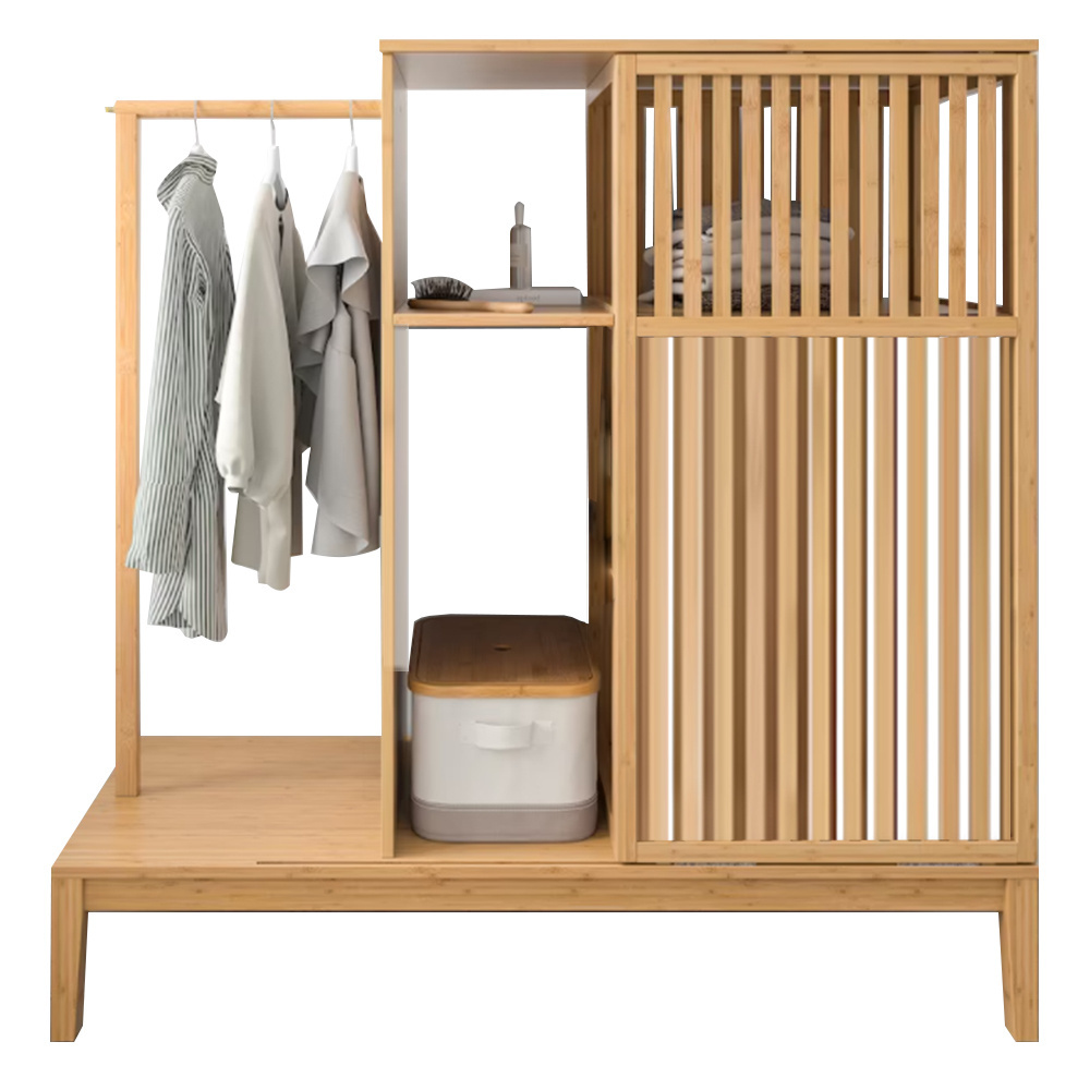 bedroom bamboo wooden garment racks coat clothing 2 tier clothes hanger bathroom bamboo towel rack