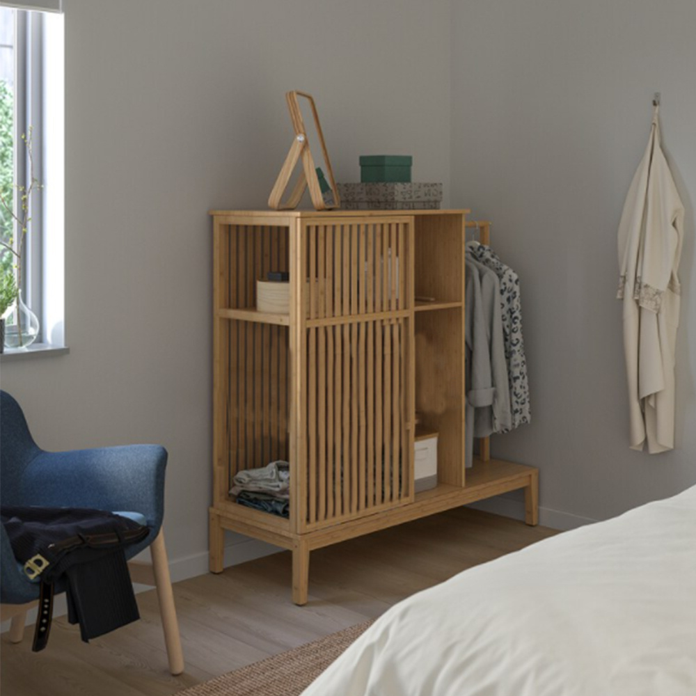 bedroom bamboo wooden garment racks coat clothing 2 tier clothes hanger bathroom bamboo towel rack