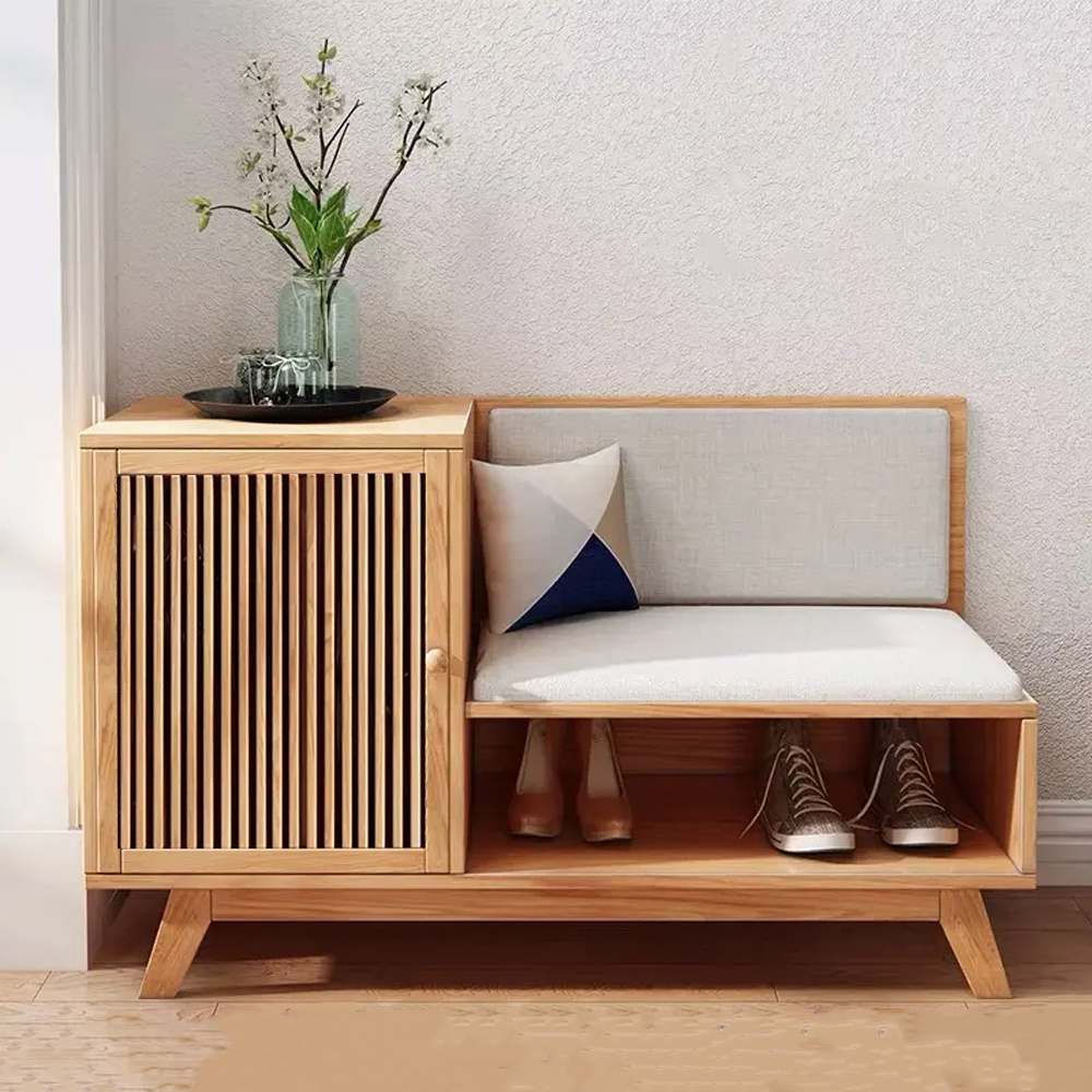 multifunctional modern bamboo wooden shoe storage cabinet bamboo shoe rack shoe storage stand with sofa bench