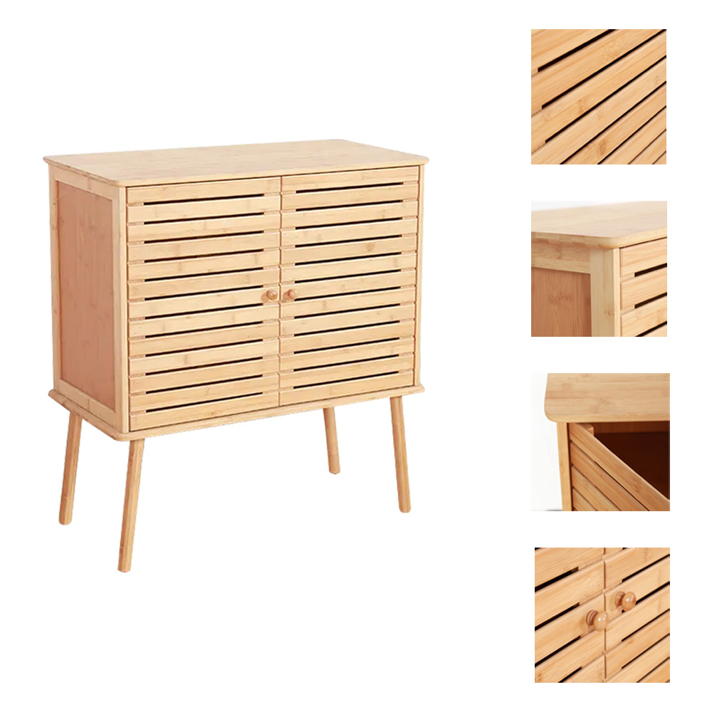 living room luxury furniture large space natural bamboo wood shoe display rack storage cabinet for entryway