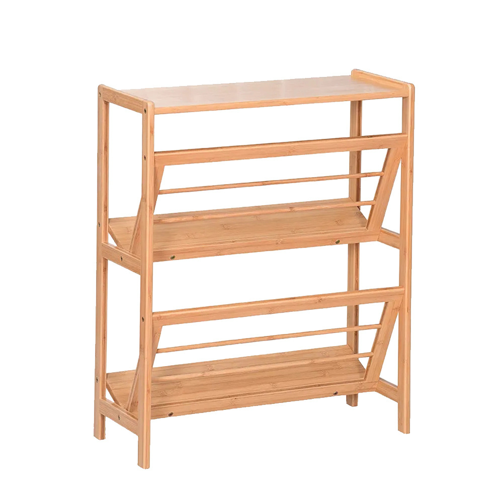 Bamboo Floor Book and Magazine Display Shelf Multifunction Free Standing Organizer Storage Rack Small Bookcase for Home Office