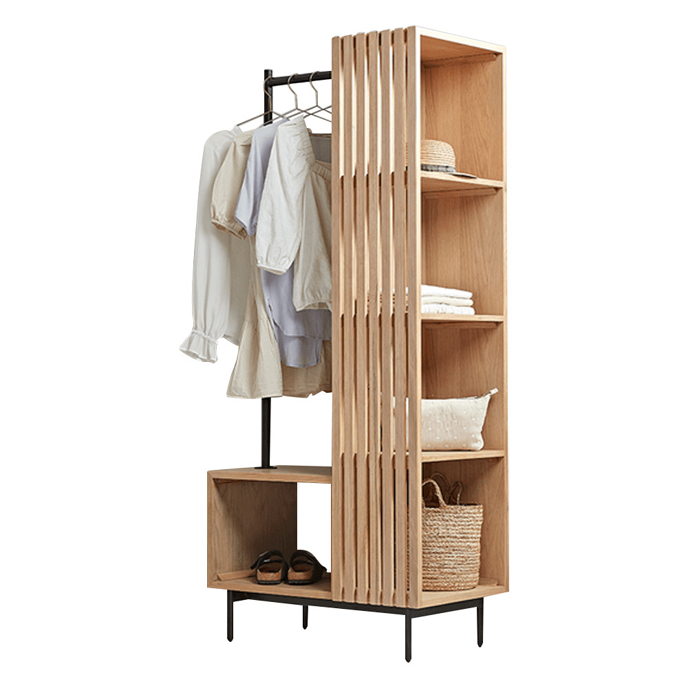 custom modern wood clothes store portable rack with 1-tier shelves with cover portable wardrobe clothes closet