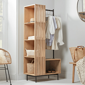 custom modern wood clothes store portable rack with 1-tier shelves with cover portable wardrobe clothes closet