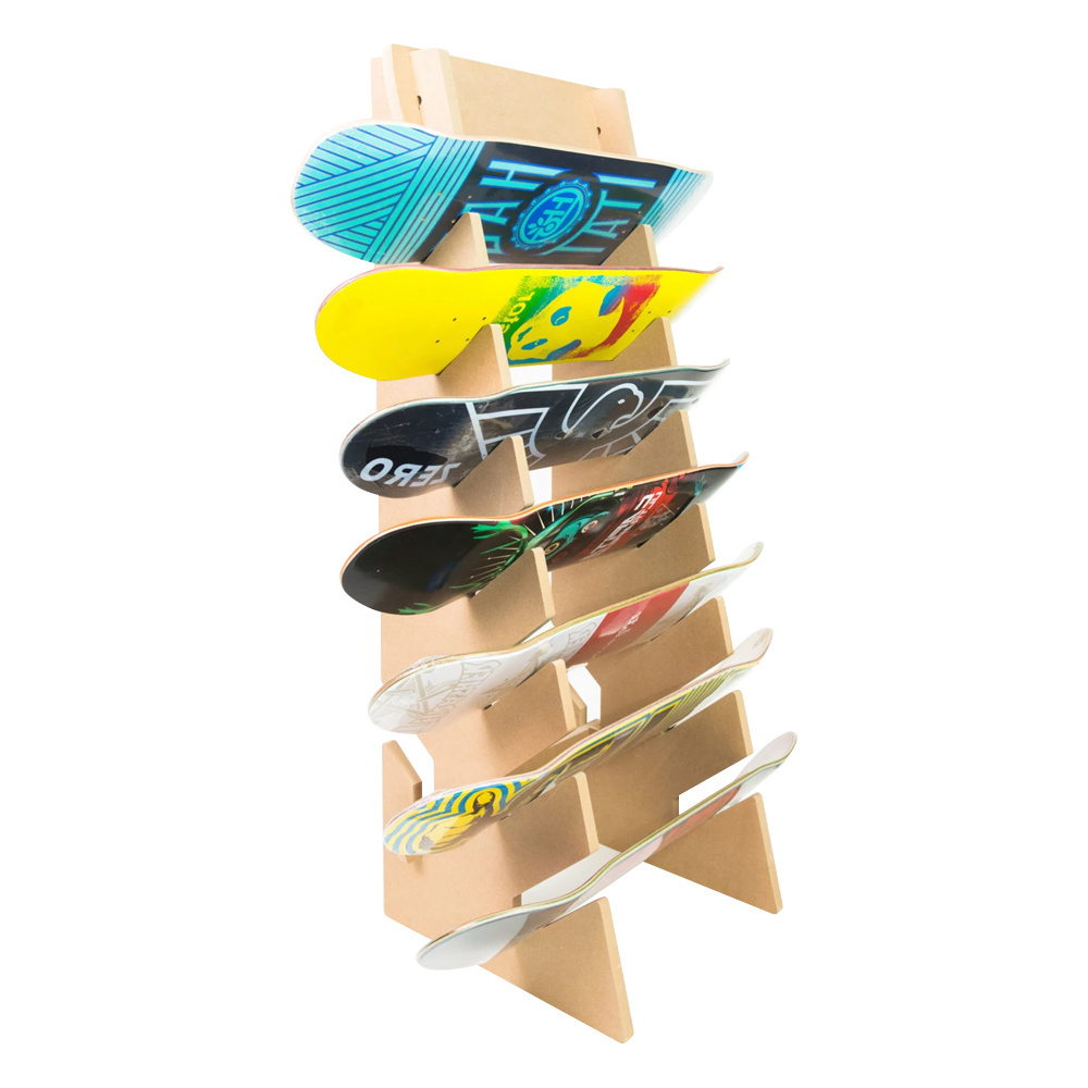 Wooden Rack Skateboard Deck Showing Stand Skateboard Standing Wood Skateboard Display