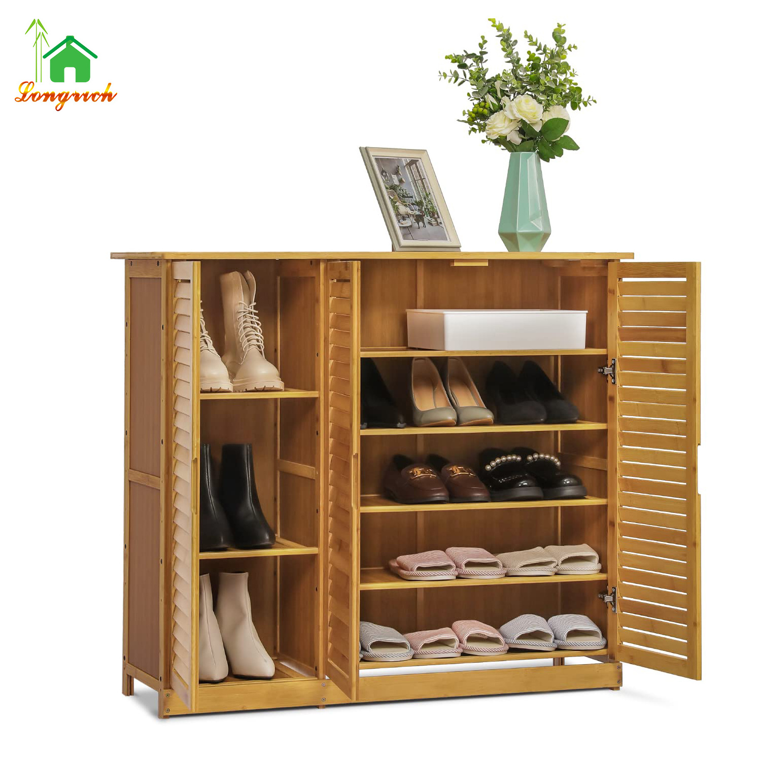 Commercial Solid Wood Shoe Benches Racks with Seat Coat Rack and Luggage Closet Options