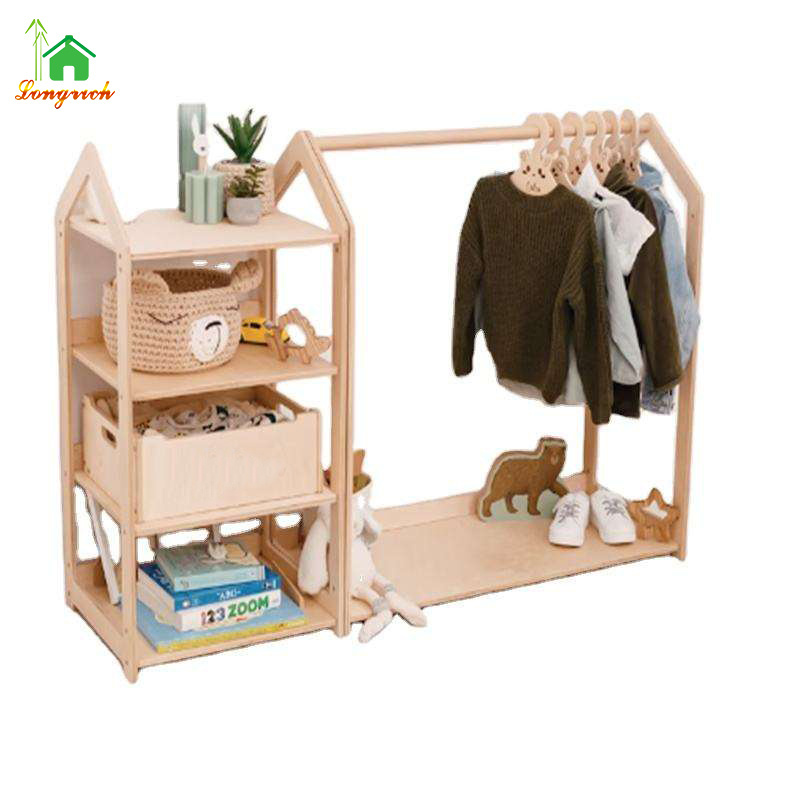 Montessori Kids Clothing Racks With Child Garment Clothes Rack Durable Display Shelves for Childrenswear