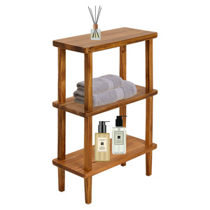 Acacia Wood Bathroom Shelf Freestanding 3 Tiers Bathroom Storage Shelf Eco-friendly Storage Organizer for towel soap bathroom