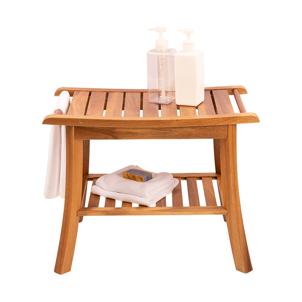 bamboo teak bathroom shower bench acacia wood corner shower bench with storage shelf for elderly