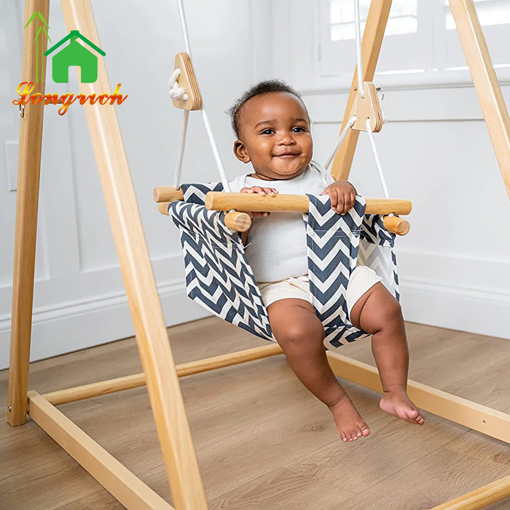 Baby Swing Seat Wooden Stick Hanging Indoor Swing For Kids & Temporary Baby Swing Indoor