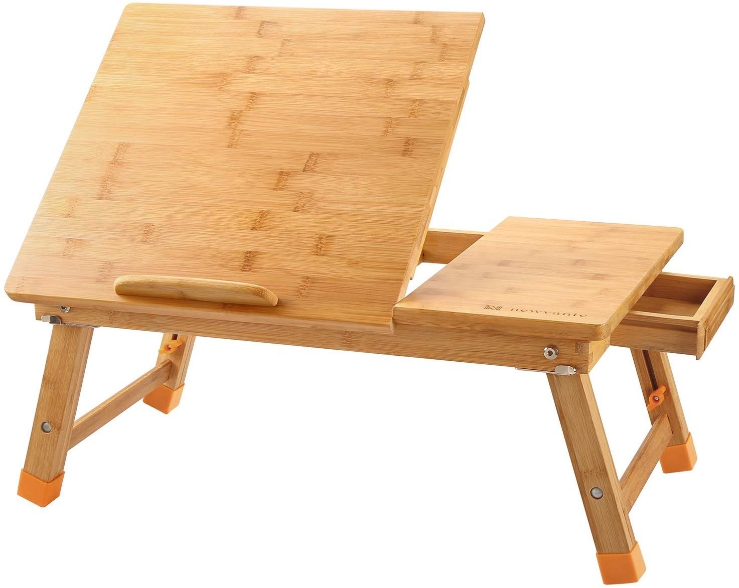 Wholesale Foldable Breakfast Serving Bed Tray with Tilting Top and Drawer Adjustable Table Bamboo Laptop Desk