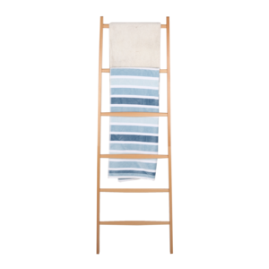 Bamboo Towel Rail Ladder Wood Clothes Storage Rack with 6 Bars