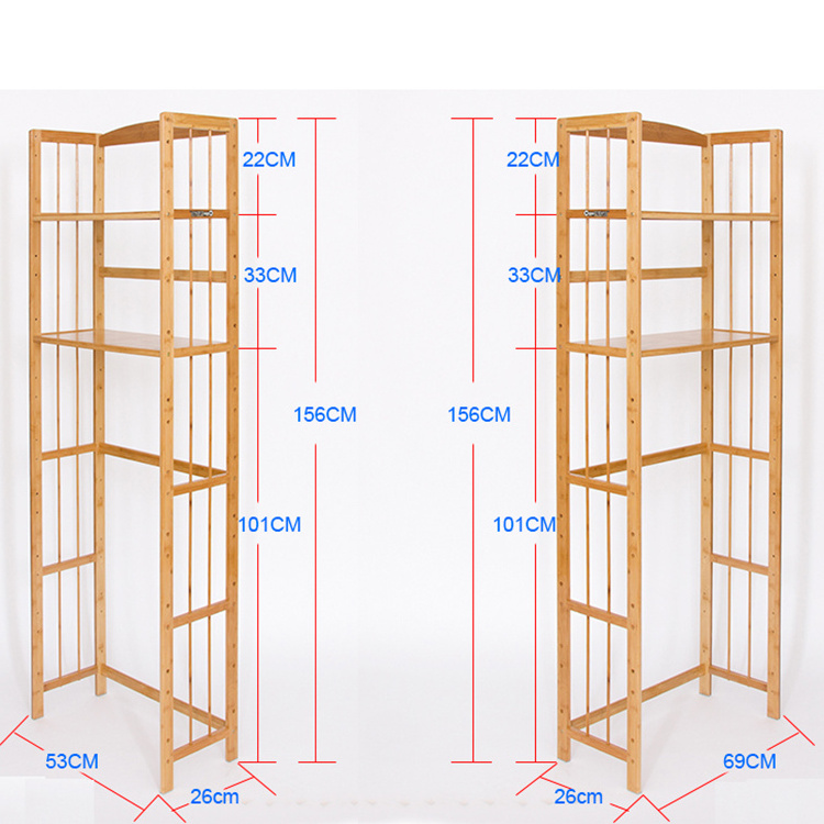 Washing Machine Multi-Layer Bamboo Rack Floor Bathroom Washbasin Shelf Corner Storage Rack