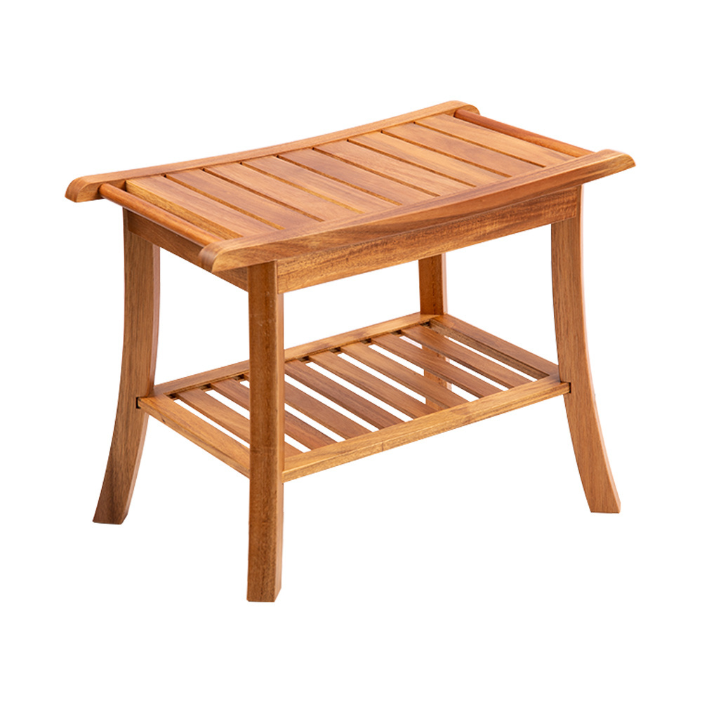 bamboo teak bathroom shower bench acacia wood corner shower bench with storage shelf for elderly