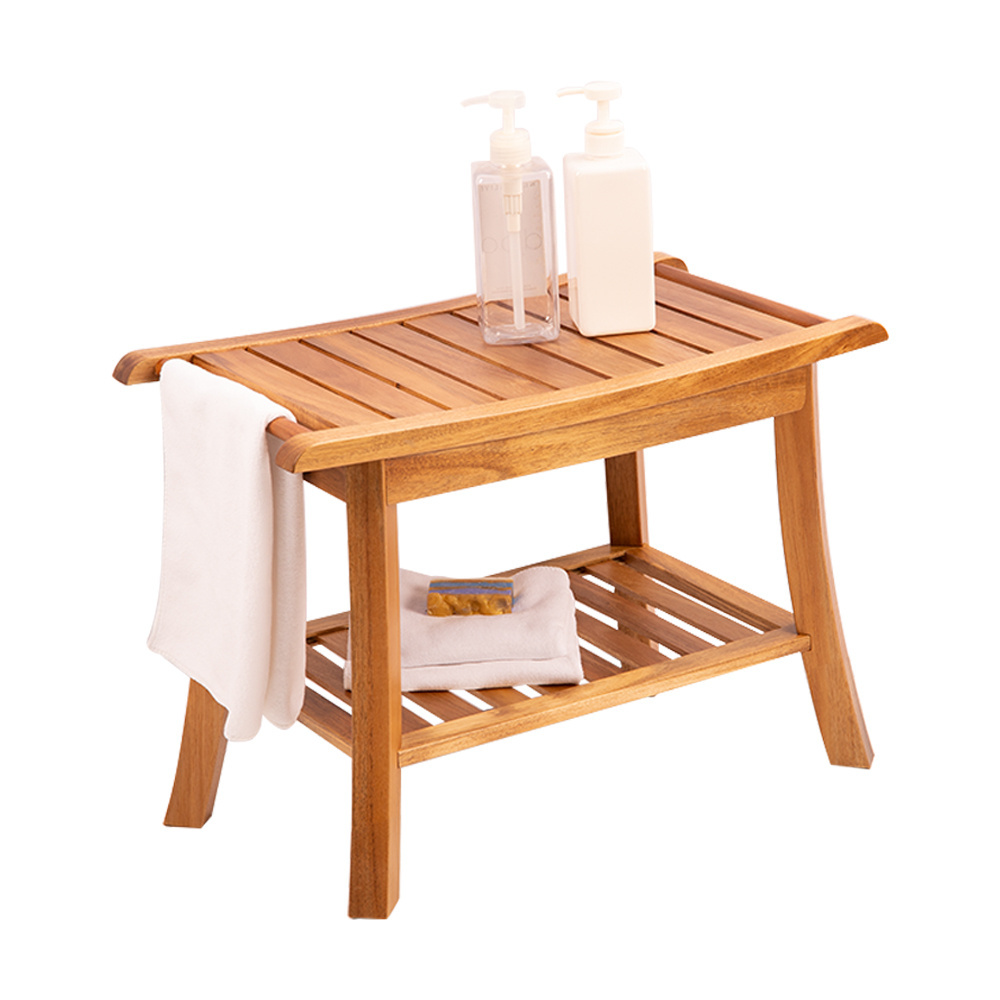 bamboo teak bathroom shower bench acacia wood corner shower bench with storage shelf for elderly